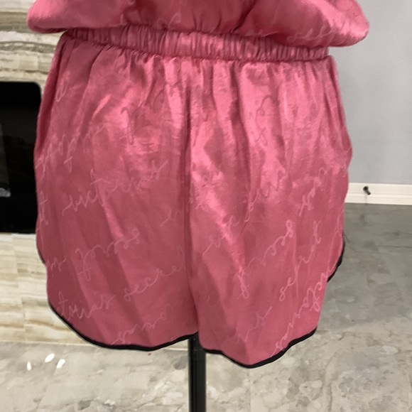 Victorias Secret’s Sleepwear Short Romper. Pink Black Trim. Size S - Picture 7 of 8